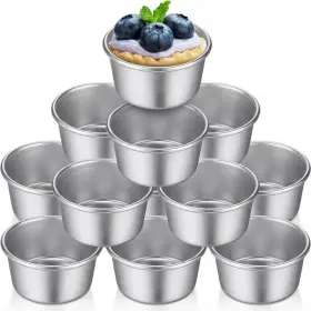 Geiserailie-cups-dsf484 Geiserailie 10 Pieces Individual Flan Molds Egg 2.6 X 2 1.3 Inch Silver