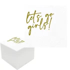 Geloar 704444189696 Let S Go Girls Napkins 100 Pack Gold For Bridal Shower Bachelorette