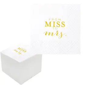 Geloar 749212591479 From Miss To Mrs Cocktail Napkins 100 Pack Gold Party Suppl