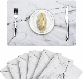 Iz0145z6 Gennissy Marble Placemats Washable For Dining 6pack Pvc Place Mat