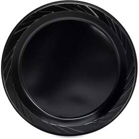 Genuine Joe 445036435427 9 Inch Black Disposable Plastic Plates 125 Per Case
