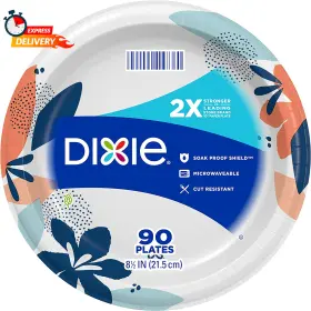 10042000157381 Georgia Pacific Dixie Medium Paper Plates 8.5 Inch 90 Count 2x Stronger Microwave-safe Soa