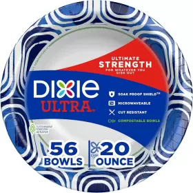 10042000158111 Georgia Pacific Dixie Ultra Large Paper Bowls 20 Oz 56 Count Microwave Safe Compostable Di