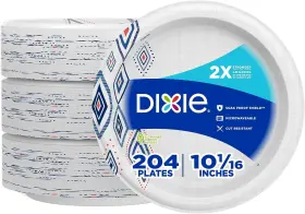 Georgia-pacific 711181298222 Dixie Large Paper Plates 10 Inch 204 Count 2x Stronger Microwave-safe Soak