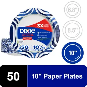 Georgia-pacific Consumer Products 313038755782 Dixie Ultra Compostable Paper Plates 10 In 50 Count 3x Stronger Multicolor