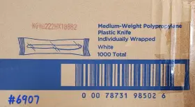 1012.25 Georgia Pacific-dixie 6907/1012.25 Bulk Case Of 1000 White Disposable Plastic Knives Individually Wrapped Cutlery