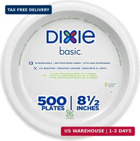 Georgia-pacific Na Commercial 701607789571 Dixie Basic 8.5 Inch Light-weight Paper Plates By Gp Pro White 500 Count 125