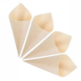 Gere 785707987419 Disposable Wood Charcuterie Cones Plates Large 7.1 Inches Tall X 2.75 Dia