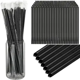 2nz914-1098 Gerrii 1000 Pcs Black Individually Wrapped Straws 10 Inch Extra Long 6 Mm Plastic