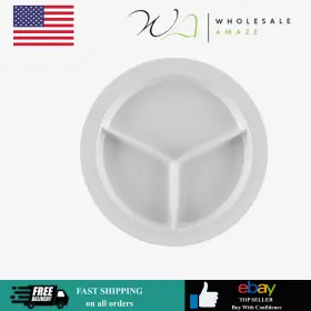 C640093505 Get Heavy-duty 3 Compartment Plastic Divided Plates Deep Sided 9 Inch