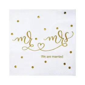 Gexolenu 191814209816 Mr And Mrs Wedding Cocktail Napkins Gold Foil Dessert Disposable Beverage Pape