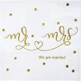 Xpam107 Gexolenu Mr And Mrs Wedding Cocktail Napkins Gold Foil Dessert Disposable Beverag