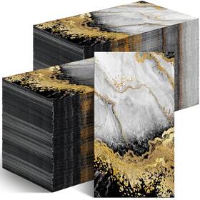 Geyoga Anl-geyoga-434 200 Pcs Marble Guest Napkins 2 Ply Disposable 15.8 13 Inch Black Gold