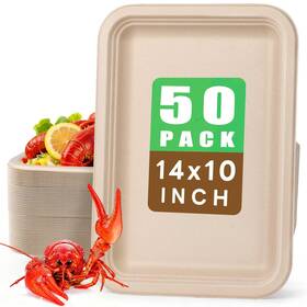 Gezond Lh-cp-50-14in-us 50 Pack 14 Inch Disposable Food Trays Ecofriendly Heavyduty Large Pape