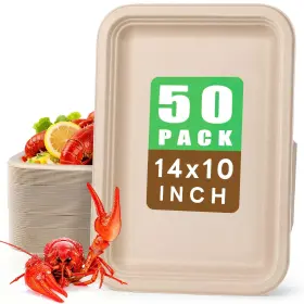 Lh-cp-50-14in-us Gezond 50 Pack 14 Inch Disposable Food Trays Ecofriendly Heavyduty Large Pape