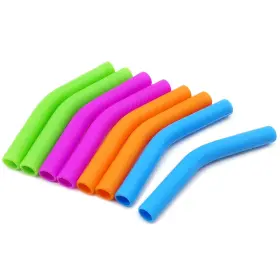 Gfdesign 728458515081 Food Grade Silicone Straw Elbows Tips Soft Reusable 8mm Multicolor