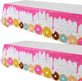 Ttqzb02 Ggde 2 Pcs Donut Dessert Theme Party Plastic Table Cover Birthday Decorati