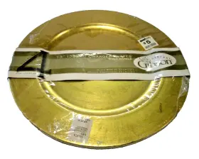 Gibson 085081774026 13 Inch Gold Color Charger Plates - Lot Of Four 4 Factory Sealed Brand New