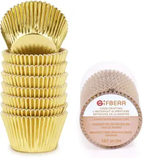 Gif152g Gifbera Gold Foil Jumbo Cupcake Liners Metallic Large Muffin