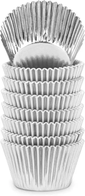 Gif152s Gifbera Silver Foil Jumbo Cupcake Liners Metallic Muffin Baking Large