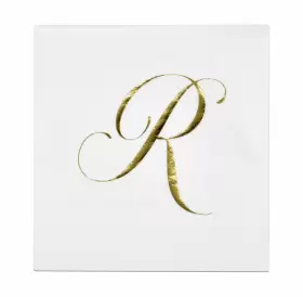 2032 Gift Boutique 100 Gold Monogram Cocktail Napkins Letter R Disposable Paper Pa