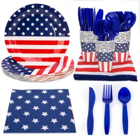 Gimmyfive 955596832051 144 Pieces Patriotic Party Supplies Set - Includes 24 Plates Napkins