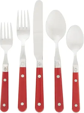 22712 Ginkgo International Le Prix Stainless Steel Service For 6 Red