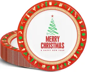 Gosdzp50 Ginkgo 50 Count Christmas Paper Plates 10 Inch Larger