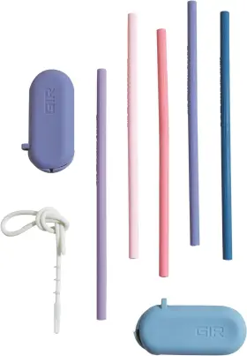 Girws5325dsk Gir Get It Right Reusable Silicone Straws With Travel Case And 5-pack Dusk