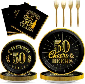 Gisgfim 445005183113 96 Pcs Cheers 50th Birthday Plates And Napkins Party Supplies To 50 Years