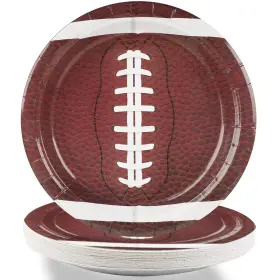 Mm0638 Gisgfim 24 Pcs Football Paper Plates Dessert Birthday Party Supplies Disposable