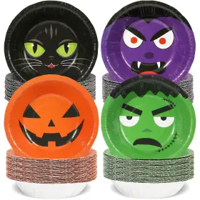 Mm3096 Gisgfim 100 Pcs 16 Oz Halloween Paper Bowls Party Supplies Pumpkin Candy Sn