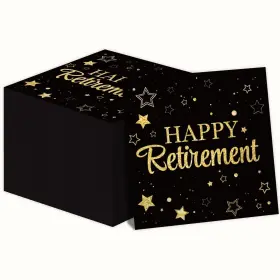 Xg0250 Gisgfim 100 Pack Retirement Party Napkins - Happy Farewell Decorations Black And Gold