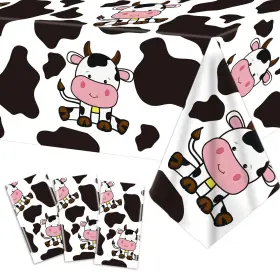 Xg0256 Gisgfim 3 Pcs Cow Birthday Party Tablecloth Print Tablecover Plastic Farm