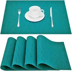 Giverare 770456689004 Placemats Set Of 4 Heat-resistant Woven 12 X 18 Inches Turquoise