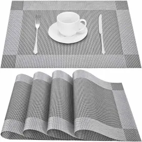 Giverare 770456689080 Placemats Set Of 4 Heat-resistant Woven 12 X 18 Inches Silver Gray