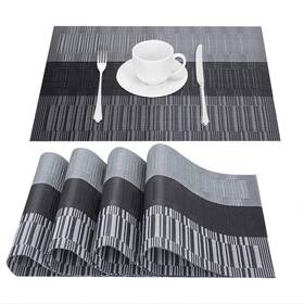 Giverare 778957839317 Placemats Set Of 4 Heat-resistant Woven 12 X 18 Inches Black Gray