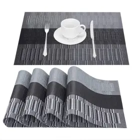 Giverare 778957839317 Placemats Set Of 4 Heat-resistant Woven 12 X 18 Inches Black Gray