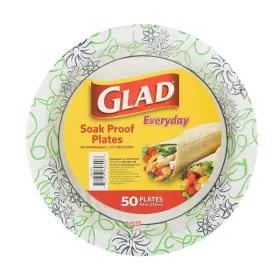 Glad 742797896007 8.5 Inch Round Paper Plates - Whimsical Floral 50-count