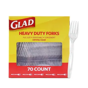 Glad 742797950822 Clear Plastic Forks Heavy Duty Disposable Cutlery Set Standard Size Clea