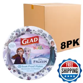 B0d1867vgn Glad For Kids Disney Frozen Disposable Paper Plates Anna And Elsa - Heavy Duty