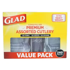 Bbp0237 Glad Assorted Clear Cutlery Heavy-weight Plastic Disposable Utensils 240-count