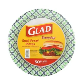 Bbp15069 Glad Round Paper Plates Disposable Soak Proof Microwave Safe 10 In 50-count