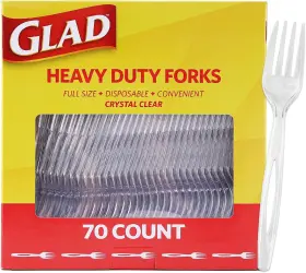Bs2630 Glad Heavy Duty Clear Plastic Forks 70 Count Disposable Cutlery Set