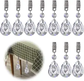 G-692 Glarks Tablecloth Weights Set 10pcs Metal Clip Ab Crystal Longan Clear