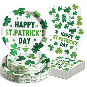 Glinarious 772882165114 25 Guests St Patricks Day Paper Plates And 9inch 7inch Green