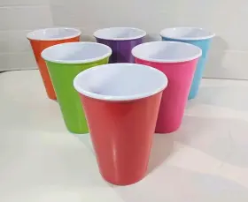 Me0010 Glitterville Studios Melamine Party Cups Set Of 6 Reusable Multicolor Rare