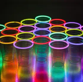 Gpgc20ct7 Glo Pro Neon Glowing Party Cups 16 Oz Multi Color Light Up Blacklight Glow In