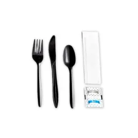 Global Basics 850058692173 Disposable Plastic Cutlery Packs 125 Individually Wrapped Bla Global Basics 850058692173 Disposable Plastic Cutlery Packs 125 Individually Wrapped Bla