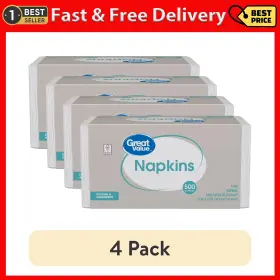 Global Tissue Group 313051568543 4 Pack Great Value 12 Inch X White Disposable Paper Napkins 500 Count